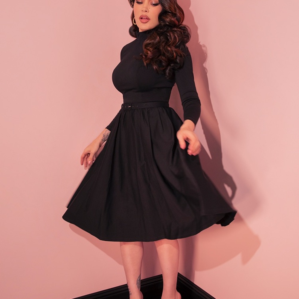 Vixen by Micheline Pitt Blue Polka Dot Swing Dress - Picture 7 of 10